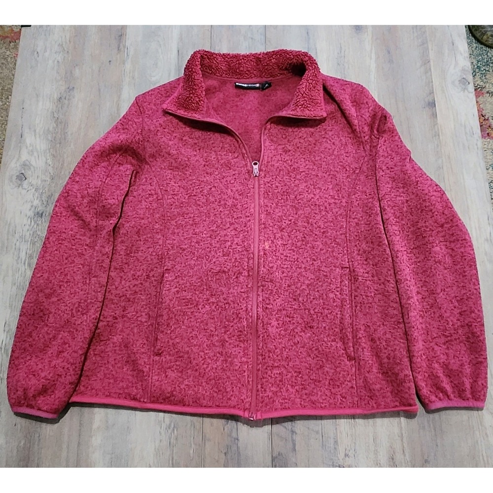 Swiss Tech Jacket Maroon Sz XL (16-18) Full Zip Fleece Lined Pockets Women's